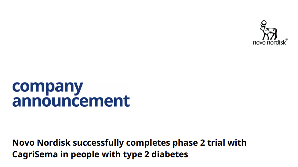 Novo Nordisk termine avec succès l'essai de phase 2 avec CagriSema chez les personnes atteintes de diabète de type 2