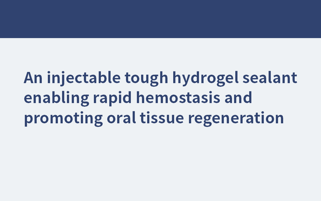 Un scellant hydrogel injectable résistant permettant une hémostase rapide et favorisant la régénération des tissus buccaux